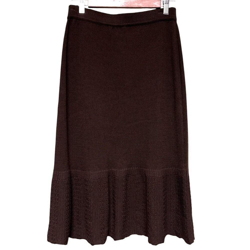 St. John Sport Women's Skirt Brown Wool Blend Knit A-Line Office Career Small